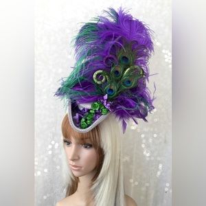 Mardi Gras Tricorn Hat with Feathers